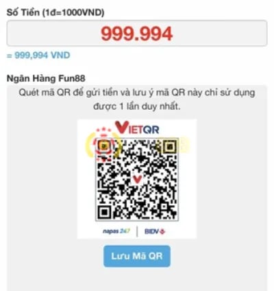 thực hiện nạp tiền Fun88