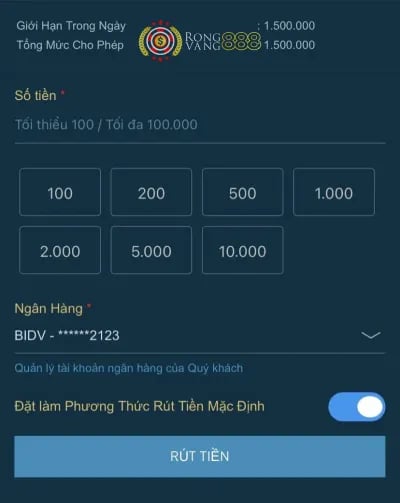 thực hiện rút tiền W88