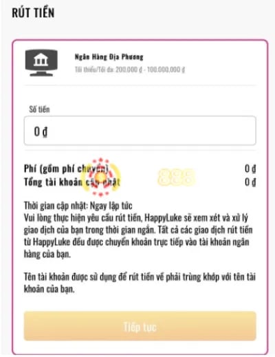 cung cấp thông tin rút tiền HappyLuke