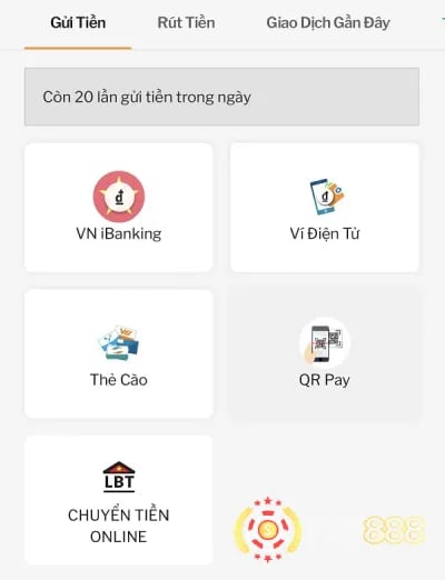 các phương thức nạp tiền 188BET