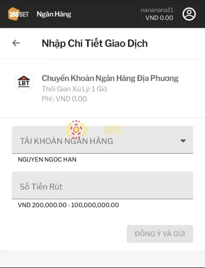 cung cấp thông tin giao dịch rút tiền 188BET