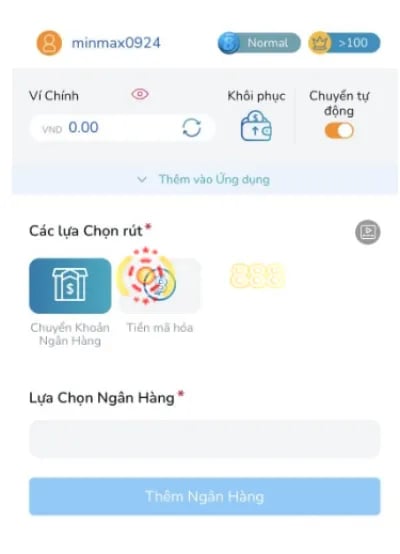 chọn hình thức rút tiền BK8