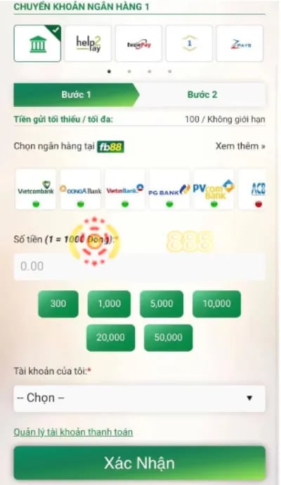 cung cấp thông tin nạp tiền FB88