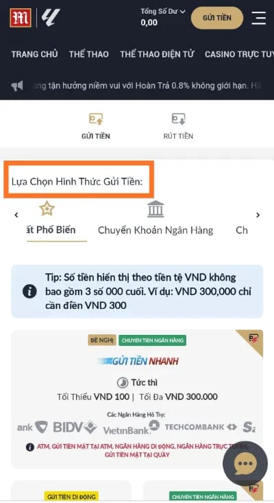 chọn hình thức nạp tiền game tài xỉu