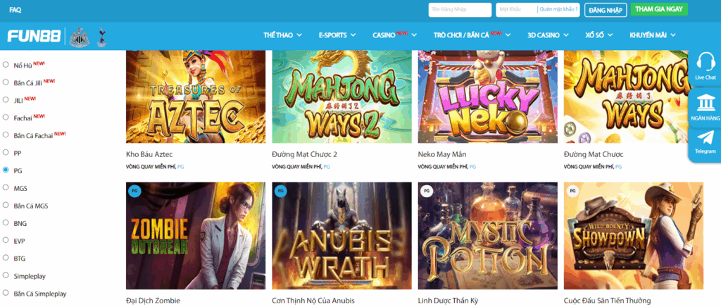 Game Fun88 Slots cực hấp dẫn với mức thưởng tối đa cao